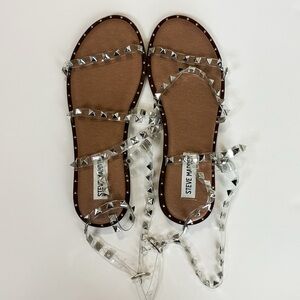 Steve Madden Clear and Silver Studded Sandals